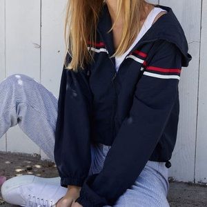 Brandy Melville Navy Blue Striped Jacket/Hoodie